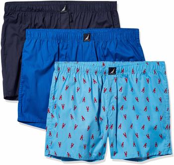 Nautica Cotton Woven 3-Pack Boxershorts sea cobalt peacoat aero blau