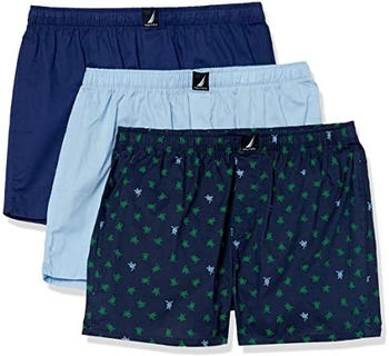Nautica Cotton Woven 3-Pack Boxershorts blau himmelblau schildkröte