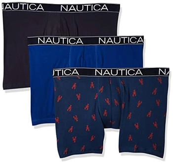 Nautica 3-pack Classic Unterhose Baumwolle Stretch Boxer Retroshorts Seekobalt Peacoy Hummerprint