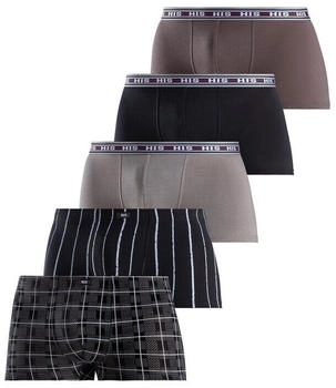 H.I.S Jeans Boxer 5er-Pack anthrazit schwarz grau gestreift kariert H.I.S Jeans Boxer 5er-Pack anthrazit schwarz grau gestreift kariert
