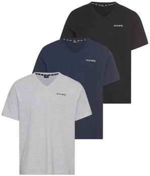 H.I.S Jeans T-Shirt navy graumeliert schwarz