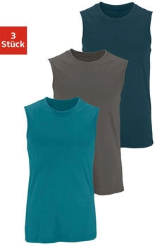 H.I.S Jeans Muscleshirt 3er-Pack dunkelpetrol dunkelgrau petrol