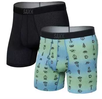 Saxx Quest Quick Dry Mesh Fly Boxer 2er Pack camp ombre schwarz grau