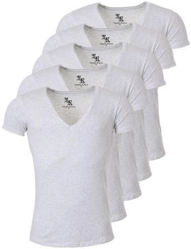Young & Rich Uni T-Shirt tiefer V-Ausschnitt slimfit stretch 5er Pack