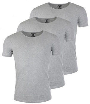 Young & Rich Uni T-Shirt tiefem Rundhals einfarbig körperbetontes Basic 1702 3er Pack