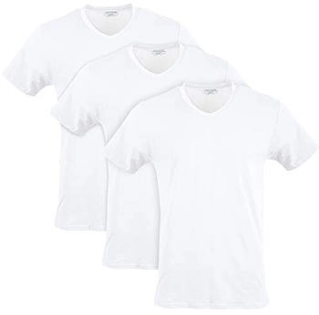 Gildan baumwoll-stretch-t-shirts artic white v-ausschnitt 3er-pack