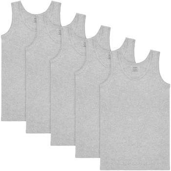 Brubaker 5er Pack Herren Unterhemden Extra lang baumwolle