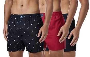 Nautica Cotton Woven 3-Pack Boxershorts schwarz rot schwarz