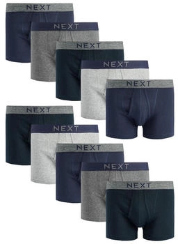 Next Fashion Boxer 10er Pack A-Naht Baumwolle grau navy