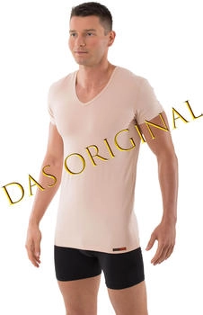 Albert Kreuz V-Neck Unterhemd atmungsaktiv unsichtbar Kurzarm bio beige