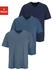 H.I.S Jeans T-Shirt 3er-Pack V-Ausschnitt Baumwolle dunkelblau mittelblau graublau
