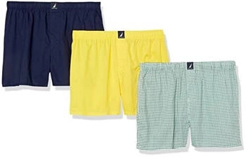 Nautica Gewebte Baumwolle Boxershorts 3er-Pack mari gold peacoat check ocean greenery