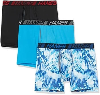 Hanes X-Temp Total Support Pouch Boxershorts Anti-scheuern Feuchtigkeitsableitend Multipack schwarz blau batik