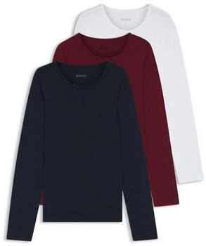 Hugo Boss Dreier-Pack Longsleeves Logos LSShirtRN 3P Classic 50492321 blau rot wei&szlig;