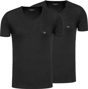 Emporio Armani T-Shirts Herren V-Ausschnitt baumwolle schwarz