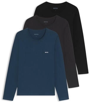 Hugo Boss Dreier-Pack Longsleeves Logos LSShirtRN 3P Classic 50492321 schwarz grau blau