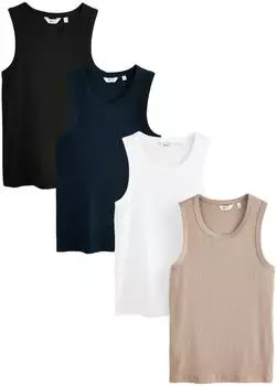 Next Fashion Gerippte Slim Fit Trägertops 4er-Pack