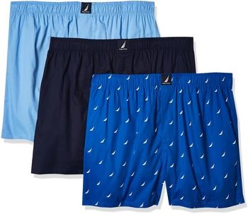 Nautica Gewebte Baumwolle Boxershorts 3er-Pack peacoat dellarobbia sails-sea cobalt