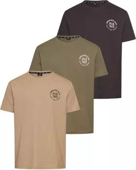 H.I.S Jeans T-Shirt dunkelbeige anthrazit oliv weiß