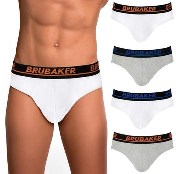 Brubaker Cotton Mix Briefs 4 Pack Stretch (Slips_121x) schwarz/anthrazit/blau/orange
