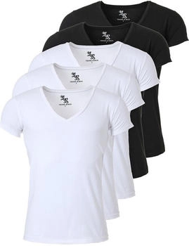 Young & Rich T-Shirt 3er-Pack tiefer V-Ausschnitt Slim Fit (1315) weiß