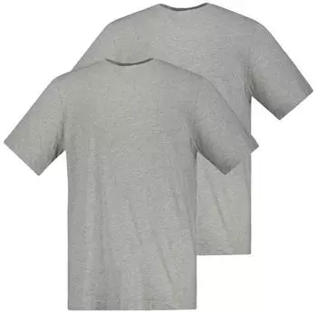 JP 1880 Basic T-Shirts 2-Pack Rundhals grau melange