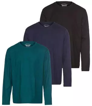 Man's World Einfarbiges Baumwoll-Langarmshirt im 3er-Pack (55947040) schwarz