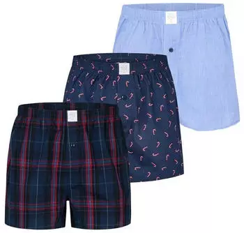 MG-1 Christmas Boxershorts 3er-Pack marine/hellblau/dunkelrot