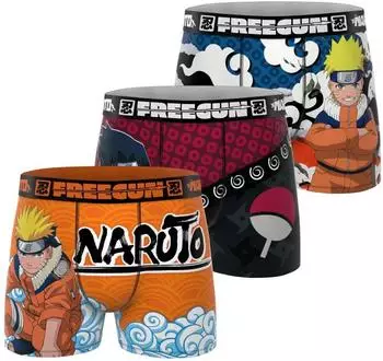 Freegun Naruto, Sasuke, Kakshi Boxershorts 3er-Pack (FGNC/1/BM/PK3/09) orange/blau/rot/schwarz/blau