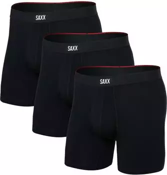 Saxx Vibe Xtra Brief Fly Boxershorts 3-Pack (SXPP3VX) schwarz