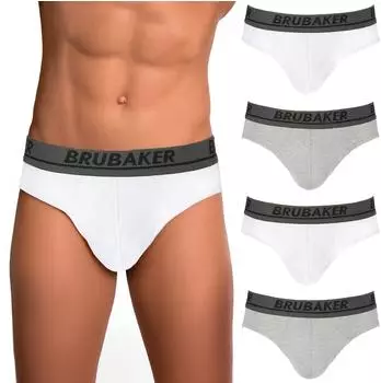 Brubaker Slips 4er-Pack Baumwollmix weiß/grau/schwarz