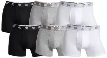 CR7 Cristiano Ronaldo CR7 Boxershorts 6er-Pack Organic Cotton Stretch schwarz/grau/weiß