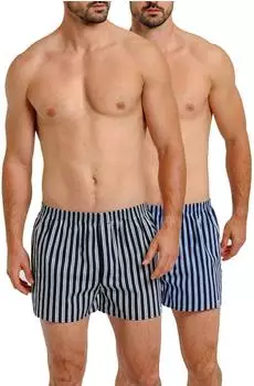 Haasis Bodywear Web-Boxer mit Eingriff, GOTS zertifiziert, 2er Pack navy-Streifen
