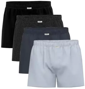 Seidensticker Web Boxershorts 4er-Pack schwarz/blau