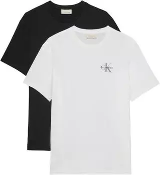 Calvin Klein Classic Micro Monologo 2PK T-Shirt Regular Fit (CALa12u001000005) beige/anthrazit/weiß
