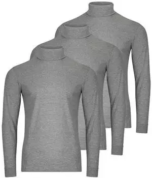 Ragman Langarmshirt 3er Pack Basic grau-melange