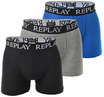 Replay Boxershorts mit Logo (I101194) schwarz/grau melange/t&uuml;rkis