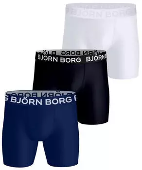 Björn Borg Sports Microfiber Boxershorts 3-Pack mehrfarbig schwarz/weiß/blau