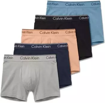 Calvin Klein Herrenslips aus Mikrofaser mit Stretchanteil in Schwarz/Grau/Pfirsich mit niedrigem Bund 5er-Pack-Mehrfarbig (LV00NB44123ZY)
