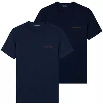 Emporio Armani Man's Eco Viscose 2-Pack Crew Neck T-Shirt Fitted Fit (EM000391) armani blue/peacoat