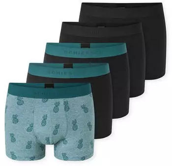 Schiesser Shorts 5er-Pack schwarz/ gr&uuml;n gemustert 95/5 (183214-925)