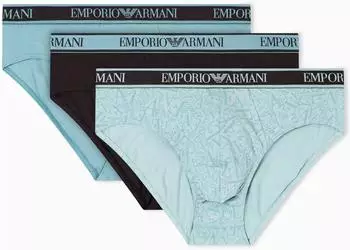 Emporio Armani Core Logoband 3-Pack Brief blau/braun