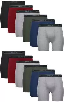 Hanes Feuchtigkeitsableitende Boxershorts 12er-Pack (734Q12) schwarz/blau/grün/grau/rot