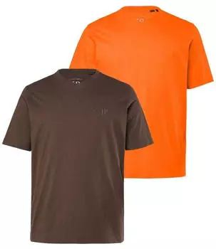 JP 1880 Basic T-Shirts 2er-Pack V-Ausschnitt (711318) orange/braun