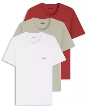 HUGO Gemischter Dreierpack T-Shirts aus Baumwolle mit Logo-Print Style T-SHIRT RN TRIPLET P 50532811 Wei&szlig; / Beige