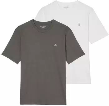 Marc O'Polo T-Shirt Small-Logo 2-Pack grau/weiß