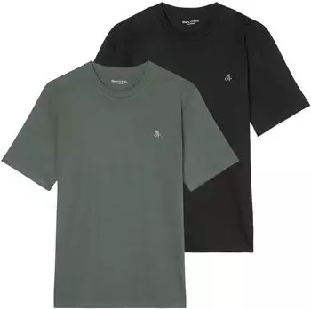 Marc O'Polo Small-Logo T-Shirt Regular Fit, 2er Pack (TB_5000009405-2P-7-L) schwarz/grün
