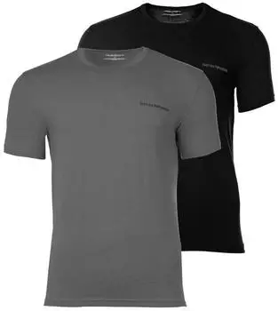 Emporio Armani Core Logoband T-Shirt 2er Pack Regular Fit (EM000391-AF20671-MC494-M) grau/schwarz