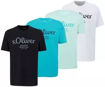 s.Oliver Basic T-Shirt 4er-Pack Rundhals wei&szlig;/t&uuml;rkis/schwarz