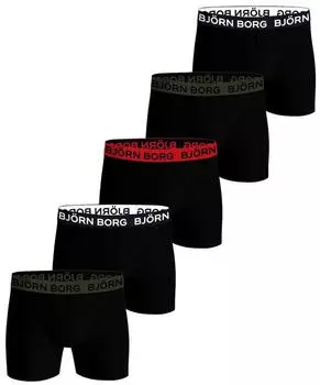 Bj&ouml;rn Borg Boxershort Cotton Stretch Trunks Big Logo 5P 5-Pack (68515002) schwarz/rot/gr&uuml;n